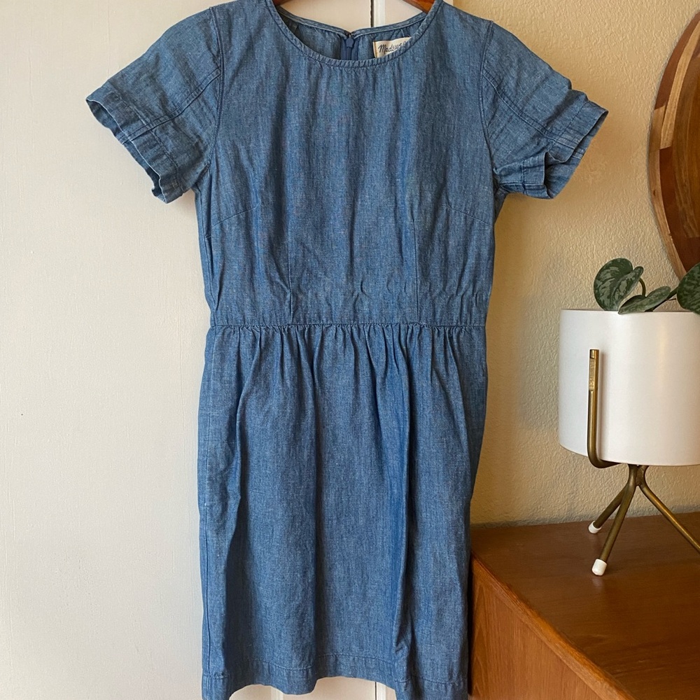 Madewell Blue Denim Shirt Dress with pockets
